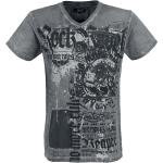 Magliette & T-shirt grigie XXL taglie comode di cotone animalier con scollo a V mezza manica con scollo a V per Uomo rock rebel by emp 