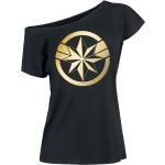 Magliette & T-shirt nere XXL di cotone mezza manica con scollo a barca per Donna Marvel 