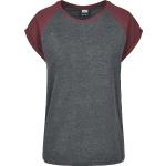 T-Shirt di Urban Classics - Ladies Contrast Raglan Tee - XS a 5XL - Donna - grigio/rosso vinaccia