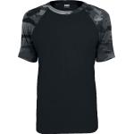 Magliette & T-shirt militari nere 5 XL taglie comode di cotone mimetiche con scollo tondo mezza manica con scollo rotondo per Uomo Urban Classics Contrast 