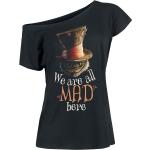 T-Shirt Disney di Alice nel Paese delle Meraviglie - Alice in Wonderland - We Are All Mad Here - S a 3XL - Donna - nero