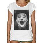 T-Shirt Donna Fashion Faccia Joker Jack Nicholson Smorfia Batman - Bianco
