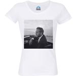 T-Shirt Donna Girocollo Cotone Bio Paul Newman Auto Stile Attore Immagine Retro Vintage Rare Celebrità, bianco, M