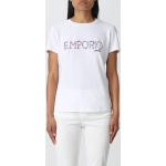 Magliette & T-shirt scontate casual bianche XL di cotone a girocollo manica lunga con scollo rotondo Emporio Armani 
