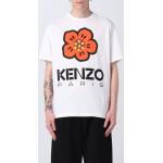Magliette & T-shirt casual bianche XL di cotone a girocollo mezza manica con scollo rotondo Kenzo Flower 