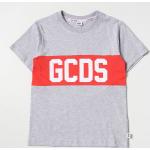 T-shirt manica corta scontate casual grigie di cotone lavabili in lavatrice mezza manica per bambini GCDS Wear 
