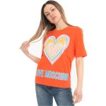 Magliette & T-shirt arancioni S di cotone con paillettes a girocollo mezza manica con scollo rotondo per Donna Moschino Love Moschino 