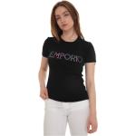 Magliette & T-shirt nere M di cotone a girocollo mezza manica con scollo rotondo per Donna Emporio Armani 