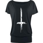 Magliette & T-shirt gotiche nere L in viscosa mezza manica con scollo a barca per Donna Gothicana 