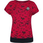 Magliette & T-shirt gotiche rosse XXL taglie comode in viscosa con scollo tondo mezza manica con scollo rotondo per Donna Gothicana 
