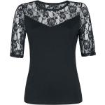 Magliette & T-shirt gotiche nere 5 XL taglie comode in viscosa a fiori con scollo tondo con scollo rotondo per Donna Gothicana 