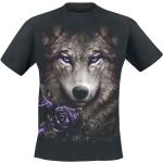 T-Shirt Gothic di Spiral - Wolf Roses - S a XXL - Uomo - nero