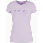 Magliette & T-shirt lilla XL di cotone con glitter Bio con scollo tondo mezza manica con scollo rotondo per Donna Giorgio Armani Exchange 