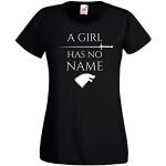 T-Shirt Maglietta Arya Stark Ispirata Game of Thrones A Girl Has No Name Trono di Spade Donna (Medium, Nero)