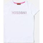T-shirt manica corta scontate casual bianche di cotone con strass lavabili in lavatrice mezza manica per bambini Missoni 