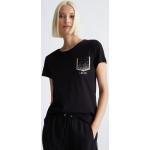 Magliette & T-shirt nere S di cotone con strass con scollo tondo mezza manica con scollo rotondo per Donna Liu Jo Cotone 