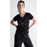 Magliette & T-shirt nere S di cotone con strass con scollo a V mezza manica con scollo a V per Donna Liu Jo 