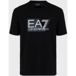 Magliette & T-shirt nere XL di cotone manica lunga con scollo rotondo per Uomo EA7 