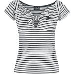 Magliette & T-shirt nere 4 XL di cotone a righe con scollo a V mezza manica con scollo a V per Donna Hell Bunny 