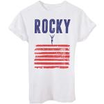 T-Shirt Rocky Balboa Sale La Scalinata Bandiera USA-Cinema - Donna-M-Bianca