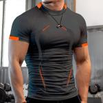 T-shirt casual nere 3 XL taglie comode traspiranti mezza manica da fitness per Uomo 