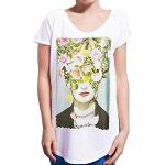 Magliette & T-shirt urban bianche XL di cotone con scollo a V per Donna Frida Kahlo 