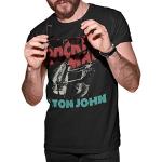 T-shirt ufficiale Elton John – Rocketman T Shirt Piano Unisex/Mens Black T Shirt Album Tour Merchandise Nero M