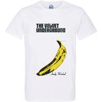 T-Shirt Uomo Girocollo Cotone Bio The Velvet Underground Andy Warhol Rock 70's Vintage, bianco, XL