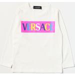 Magliette & T-shirt scontate casual bianche XXL di cotone a girocollo lavabili in lavatrice manica lunga con scollo rotondo Versace Young 