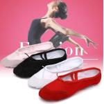 Scarpe larghezza E rosse di tela da danza classica per bambina 