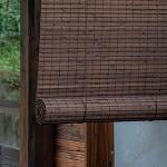 Tende marroni in legno di bambù semitrasparenti a rullo 