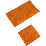 Set tappeti arancioni in microfibra 2 pezzi da bagno 