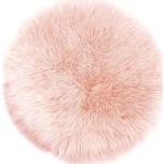 Tappeti scontati rosa di pelliccia sostenibili rotondi da lavare a mano da salotto diametro 90 cm 