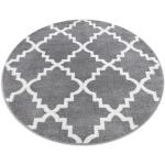 Tappeto SKETCH cerchio - F343 grigio/bianco marocco trifoglio trellis rotondo 140 cm