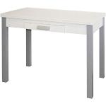 Tavolo da cucina allungabile Mins colore bianco 1 cassetto apertura ali gambe grigio 76 x 100/160 x 60 cm