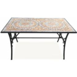 Tavolo da esterno rettangolare in ferro e cemento, decoro mosaico 145x83 cm, Cipro Este'