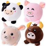 TE-Trend Squishy - Set di 4 giocattoli in peluche, motivo: palla, antistress, per adulti, bambini, colori assortiti