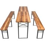 tectake Set di tavolo e panche da birreria, pieghevole, 3 pezzi 219cm - marrone - 402189 - brown Solid wood 402189