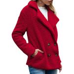 Cappotti rossi M taglie comode di eco-pelliccia con cappuccio per Donna 