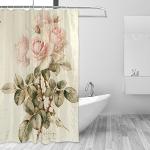 Tenda da doccia 152,4 x 182,9 cm, stile Vintage Shabby Chic Rosa Floreale, A prova di muffa poliestere tessuto bagno tenda