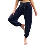 Pantaloni scontati blu navy XXL taglie comode di cotone traspiranti lavabili in lavatrice da yoga per Donna 
