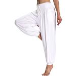 Pantaloni scontati eleganti bianchi L taglie comode di cotone traspiranti lavabili in lavatrice da yoga per Donna 