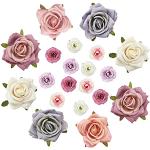 EQLEF Teste di Rosa, Teste di Fiori di Seta Rosa Rose Finte per La Decorazione dei Vestiti del Cappello Della Festa Nuziale Fai Da Te 20 Pezzi (4 cm, 7 cm)