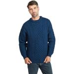 Pullover blu XL taglie comode di lana merino a girocollo per Uomo 