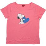 Top rosa L di cotone traspiranti con scollo tondo mezza manica in maglia per Donna UNITED LABELS Snoopy 