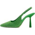 Sandali gioiello eleganti verdi numero 34 con punta quadrata con allacciatura elasticizzata traspiranti per matrimonio per Donna 