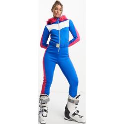 Threadbare - Ski - Tuta jumpsuit blu da sci con cappuccio
