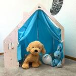 TikTakToo Tippi - Tenda da gioco per bambini, per interni, con tetto in tessuto, rosa o blu (tetto in tessuto blu)