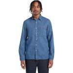 Camicie scontate classiche blu L di cotone con manica lunga per Uomo Timberland 