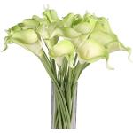 TININNA - Bouquet di fiori artificiali realistici in lattice con giglio, bouquet da sposa, colore: verde chiaro